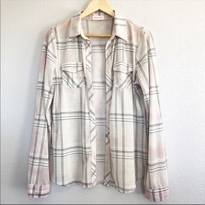 Bleached Distressed Tie Dye Blush Pink Flannel Top
